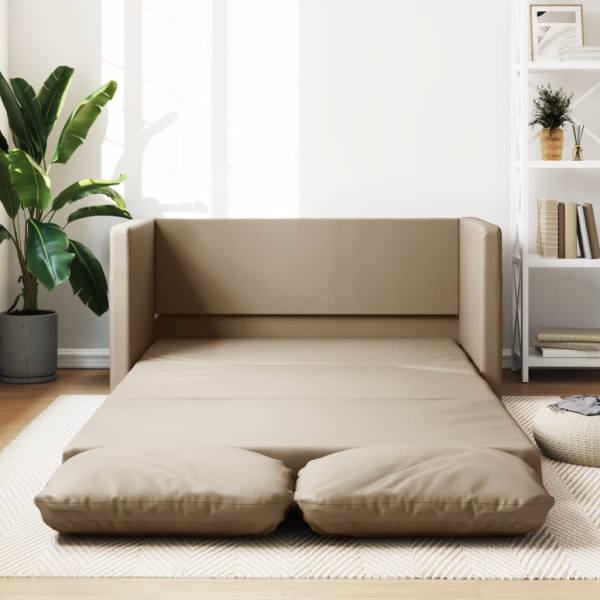 Sofá cama suelo 2 en 1 cuero sintético capuchino 112x174x55 cm D