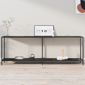 Mesa consola vidrio templado negro 220x35x75.5 cm D