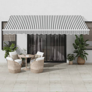 Toldo retráctil automático luz LED antracita blanco 450x300 cm D