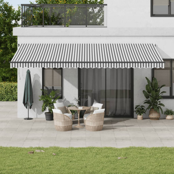 Toldo retráctil manual gris antracita y blanco 600x350 cm D