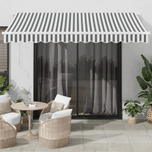 Toldo retráctil automático luz LED antracita blanco 350x250 cm D