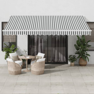 Toldo retráctil manual luz LED antracita y blanco 450x350 cm D