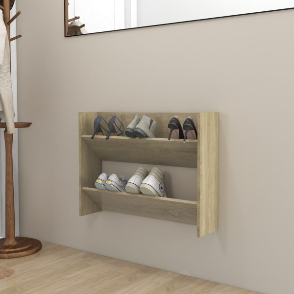 Zapatero de pared madera contrachapada roble Sonoma 80x18x60 cm D