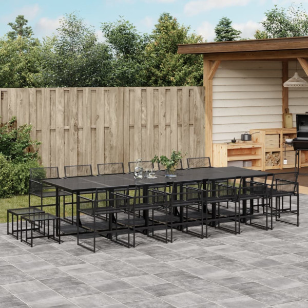 Conjunto de jantar de jardim 17 pcs sintético rattan preto D