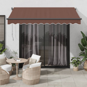 Toldo retráctil automático con LEDs marrón 350x250 cm D