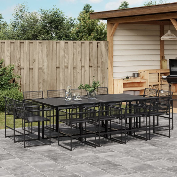 Conjunto de jantar de jardim 13 pcs sintético rattan preto D