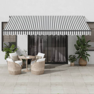 Toldo retráctil automático luz LED antracita blanco 450x300 cm D