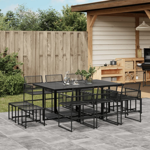 Conjunto de jantar de jardim 11 pcs sintético rattan preto D