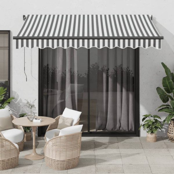 Toldo retrátil automático cinza e branco antracite 300x250 cm D