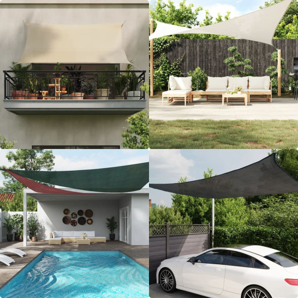 Toldo de vela cuadrado HDPE gris claro 160 g/m² 4.5x4.5 m D