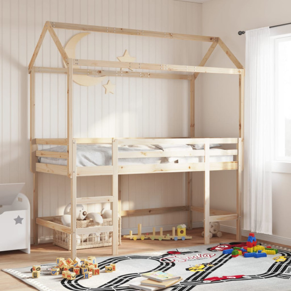 Techo de cama infantil madera maciza pino 207x80.5x151.5 cm D