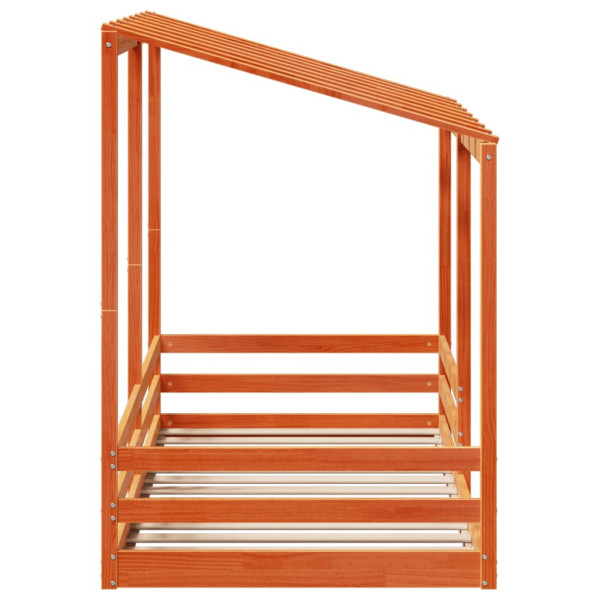 Cama infantil con techo madera maciza pino marrón 80x200 cm M 5