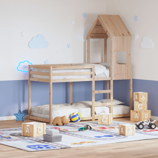 Techo de cama infantil madera maciza pino 55x99x139.5 cm D