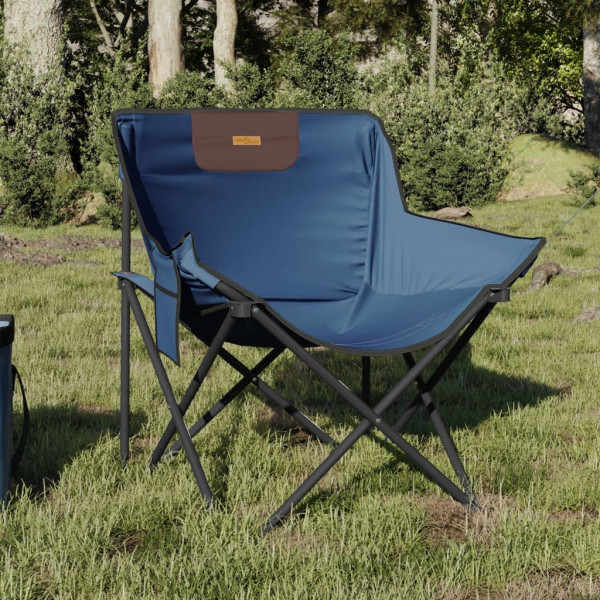 Sillas de camping con bolsillo plegables 2 unidades azul D