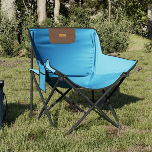Sillas de camping con bolsillo plegables 2 unidades azul claro D