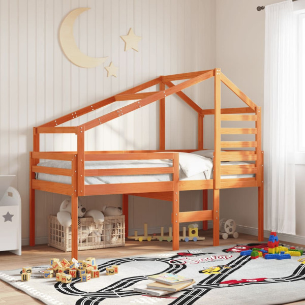 Cama infantil madeira maciça de pinheiro marrom 198x87x113 cm D