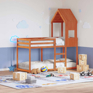 Techo de cama infantil madera maciza pino marrón 55x84x132 cm D