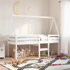 Cama infantil madeira pinheiro branco sólido 199x95.5x88 cm D