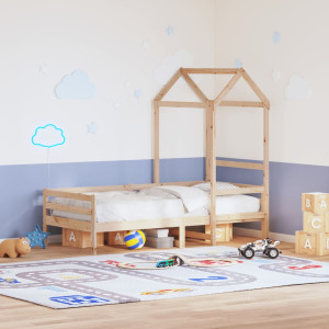 Techo de cama infantil madera maciza pino 98x70x176.5 cm D