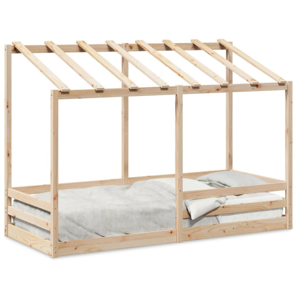 Cama infantil com teto de madeira maciça de pinheiro 90x190 cm D