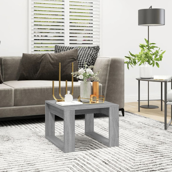 Mesa auxiliar madera contrachapada gris Sonoma 50x50x35 cm D