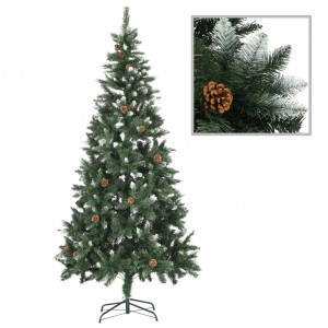 Árvore de Natal artificial com pinhões e brilho branco 210 cm D