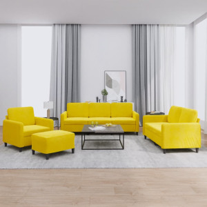 Conjunto de sofás 4 peças de veludo amarelo D