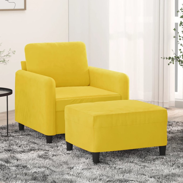 Cadeira de braço com banco de veludo amarelo 60 cm D