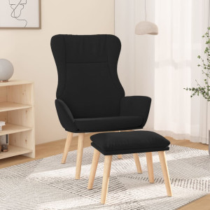 Sillón de relax con taburete tela negro D