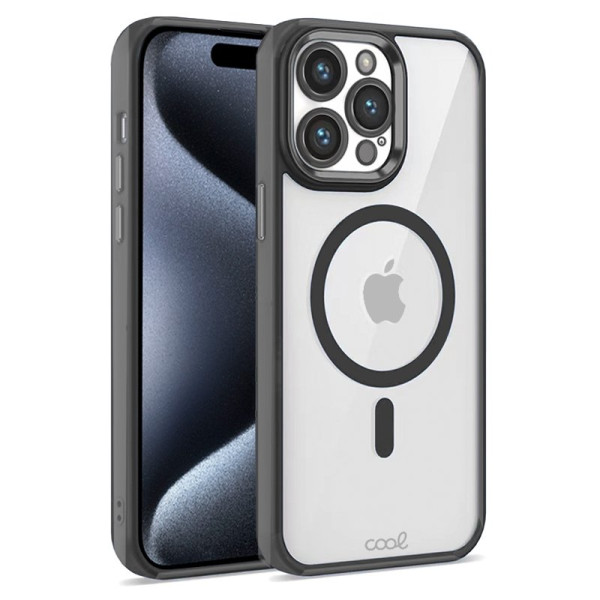 Carcaça COOL para iPhone 15 Borde preto magnético D