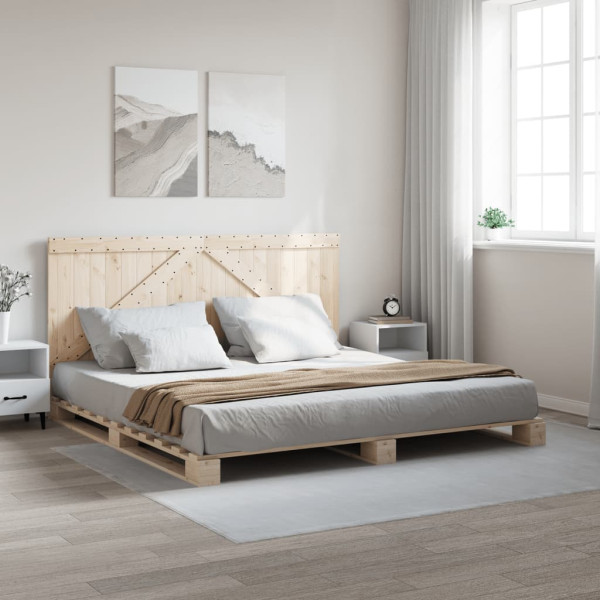 Estructura de cama con cabecero madera maciza pino 180x200 cm D