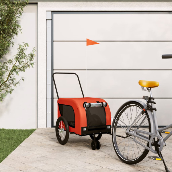 Remolque de bicicleta mascotas hierro tela Oxford naranja negro D