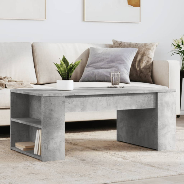 Mesa de centro de madeira engenharia de concreto cinza 102x55x42 cm D