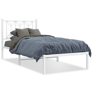 Estructura de cama de metal con cabecero blanco 80x200 cm D