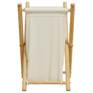 Cesto de la ropa sucia de bambú blanco crema 41.5x36x63.5 cm D