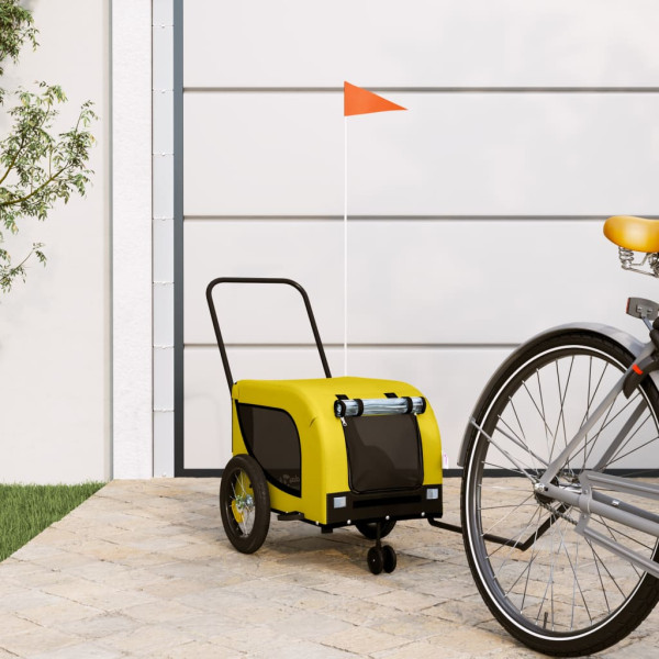 Reboque bicicleta animais de estimação ferro pano Oxford amarelo preto D