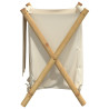 Cesto de la ropa sucia de bambú blanco crema 45x55x63.5 cm 5