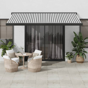 Toldo retráctil aluminio y tela gris antracita y blanco 4.5x3 m D