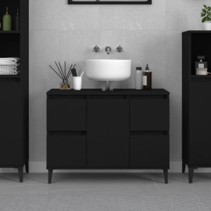 Armario para lavabo madera contrachapada negro 80x33x60 cm D