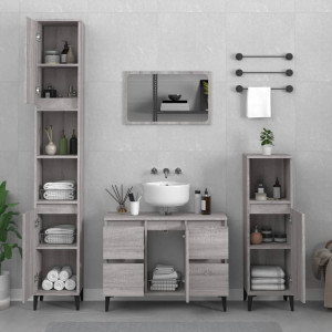 Set de muebles de baño 3 pzas madera contrachapada gris sonoma D