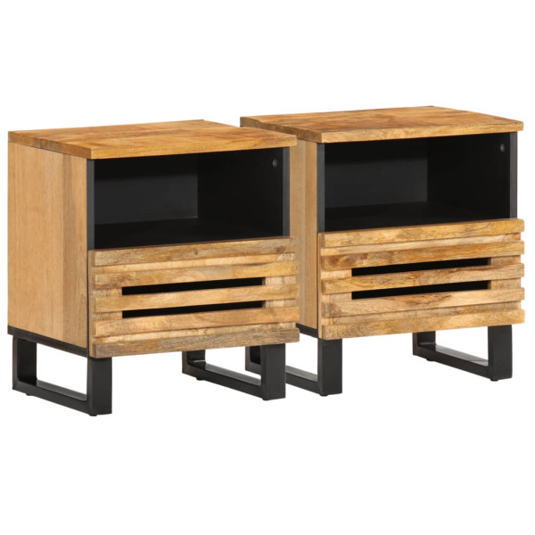 Mesitas de noche 2 uds madera maciza mango rugosa 40x33x46 cm D