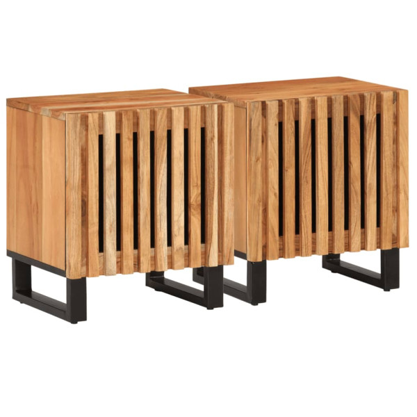 Mesitas de noche 2 uds madera maciza de acacia 40x33x46 cm D