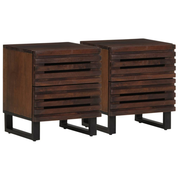 Mesitas de noche 2 uds madera maciza de mango 40x33x46 cm D