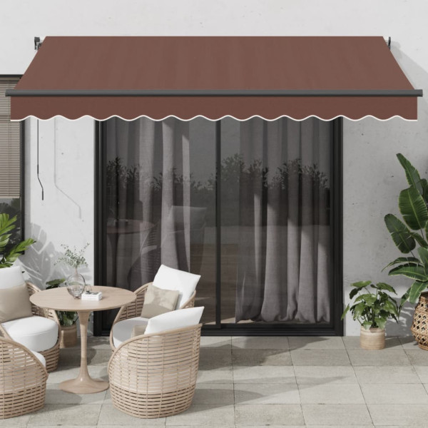 Toldo retrátil manual com luz LED marrom 350x250 cm D