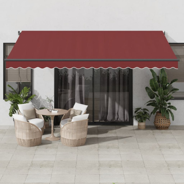 Toldo retrátil automático com LEDs cor de vinho 450x350 cm D