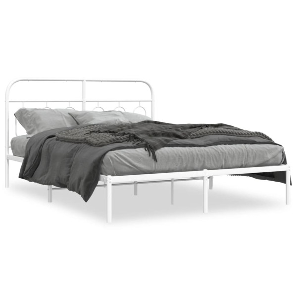 Estructura de cama con cabecero metal blanca 140x200 cm D