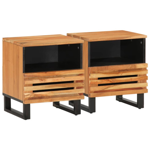 Mesitas de noche 2 uds madera maciza de acacia 40x33x46 cm D