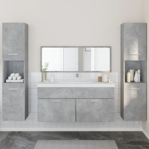 Juego muebles de baño 4 pzas madera contrachapada gris hormigón D