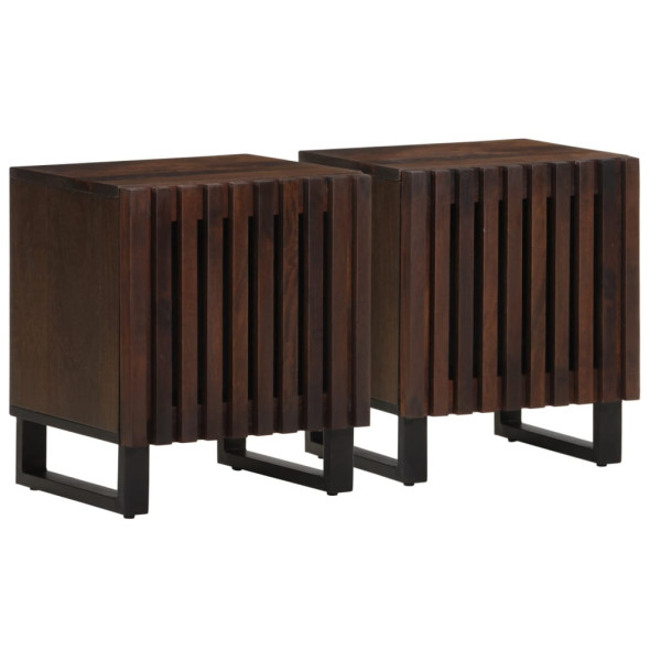 Mesitas de noche 2 uds madera maciza de mango 40x33x46 cm D