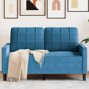 Sofá de 2 plazas terciopelo azul 120 cm D